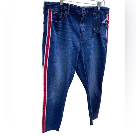 Gap Jeans Womens High Rise True Skinny Side Striped Rinse Wash Blue Denim/NWT - Picture 2 of 10